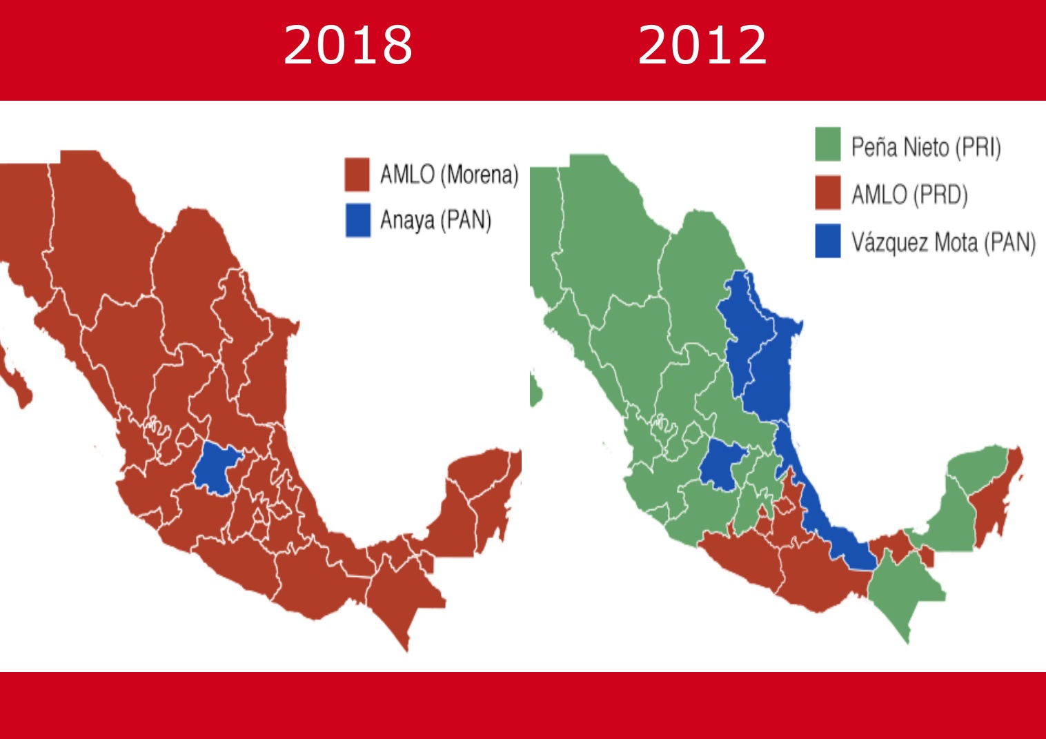 Mapa Electoral en México. Año 2018
