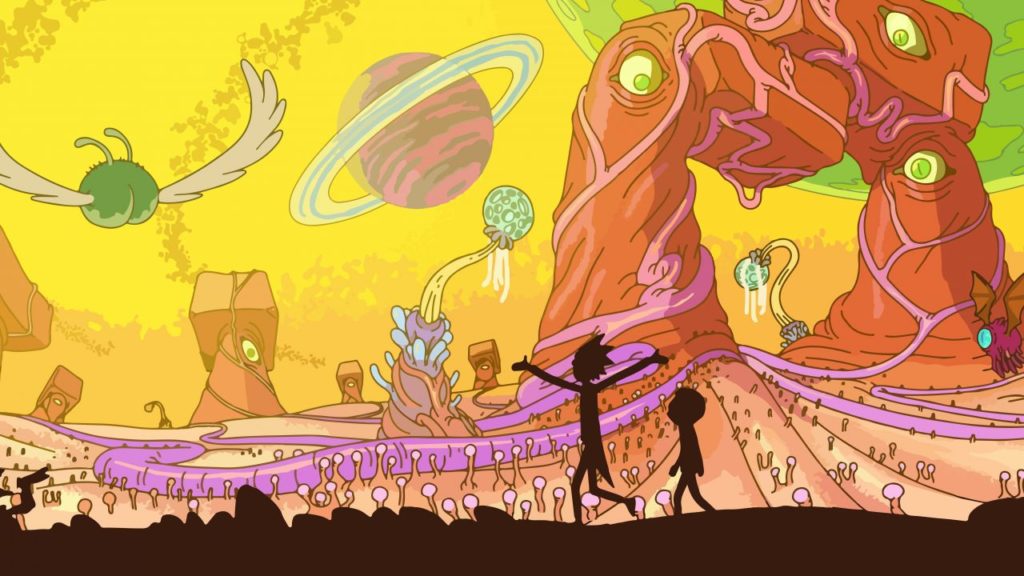 Rick y Morty en uno de sus viajes al espacio