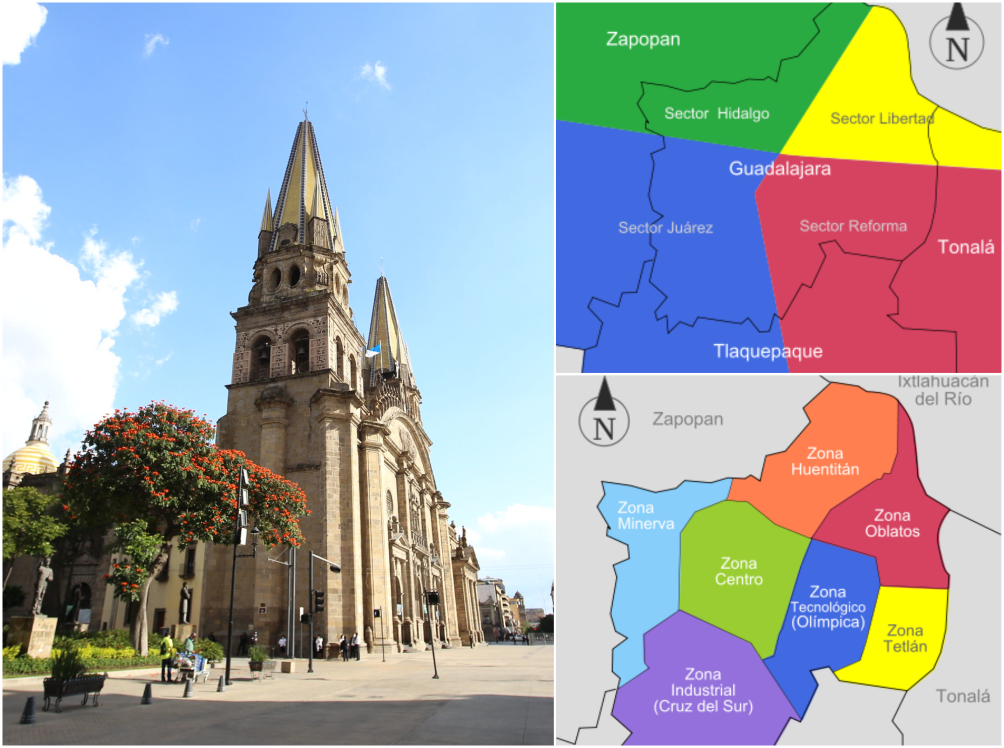 cuatro sectores de la ciudad de guadalajara