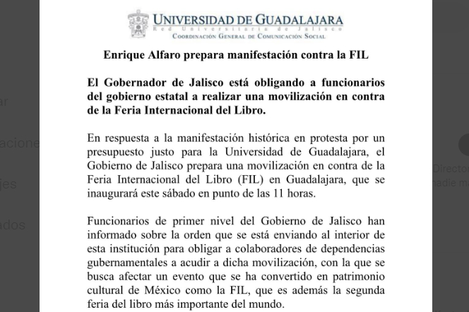 Alfaro prepara manifestación contra la FIL_ UdeG