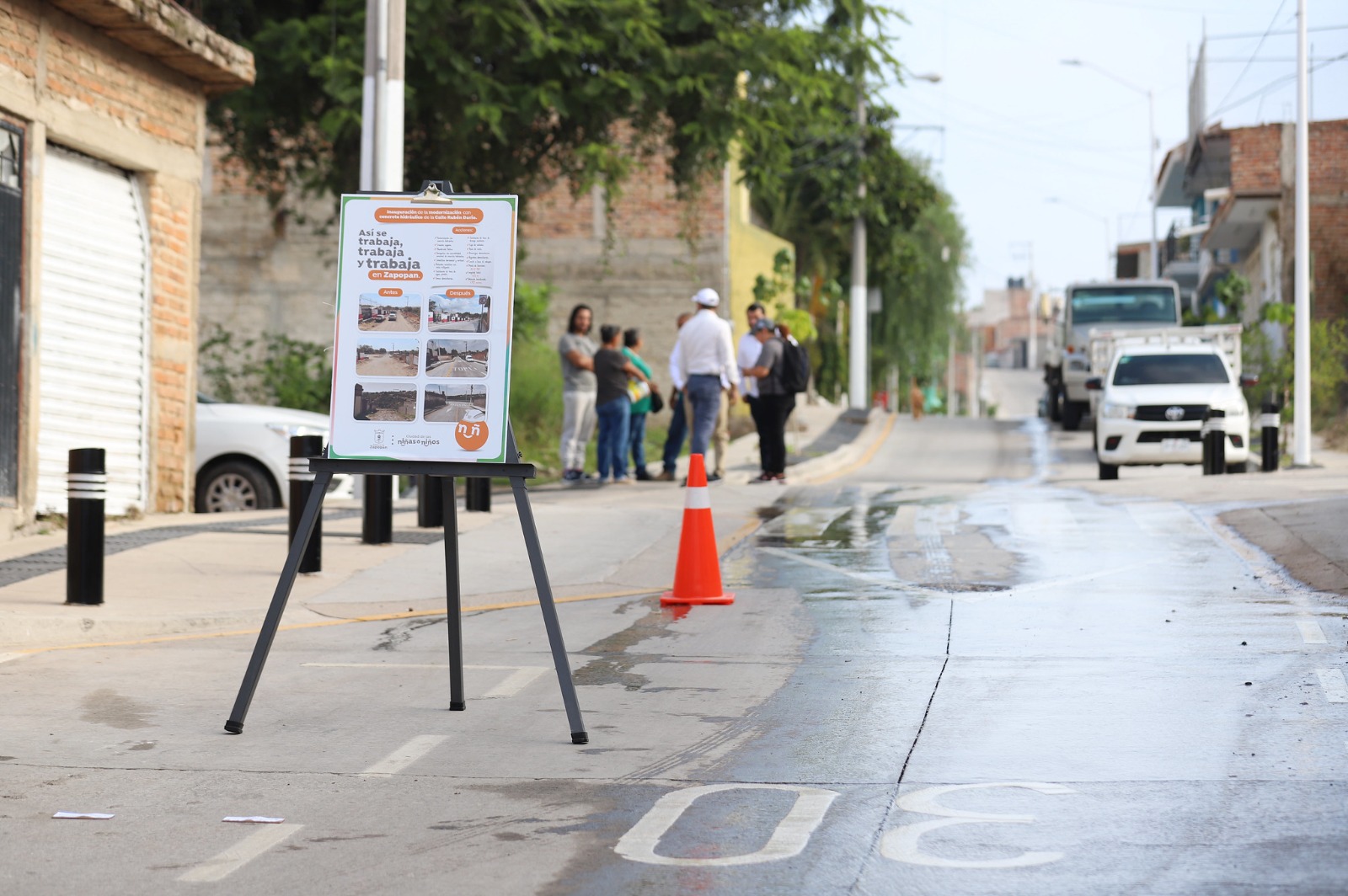 En total, se renovaron 645 metros de la calle Rubén Dario, hasta su cruce con la calle Nogal, con concreto hidrahulico.