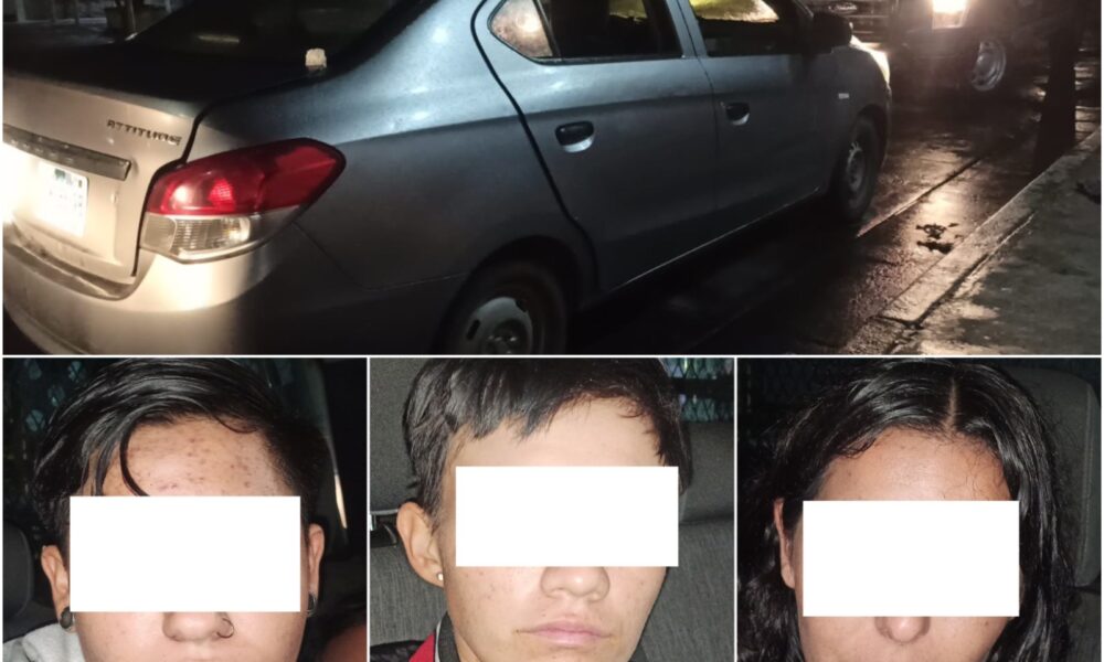 Detienen a cuatro en coche robado, en la colonia Patria Nueva