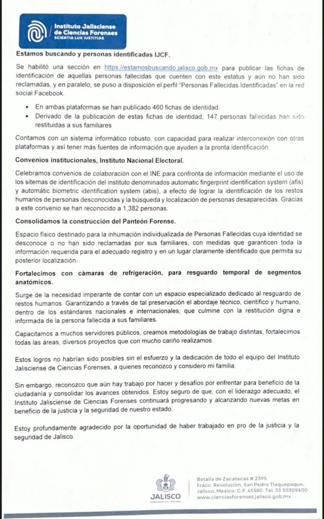 Quezada Esparza rechaza invitación de Lemus para dirigir el IJCF