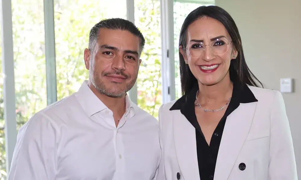 La presidenta municipal Laura Imelda Pérez, y el secretario de Seguridad y Protección Ciudadana del Gobierno de México, Omar García Harfuch.