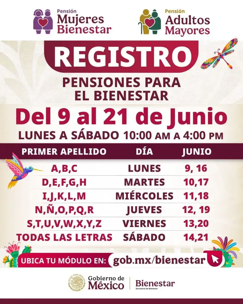 calendario registro pensiones federales 