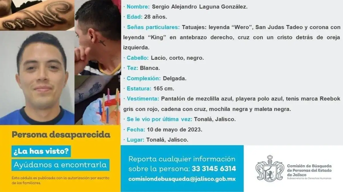 Familiares buscan a Sergio Alejandro desaparecido desde 2023.