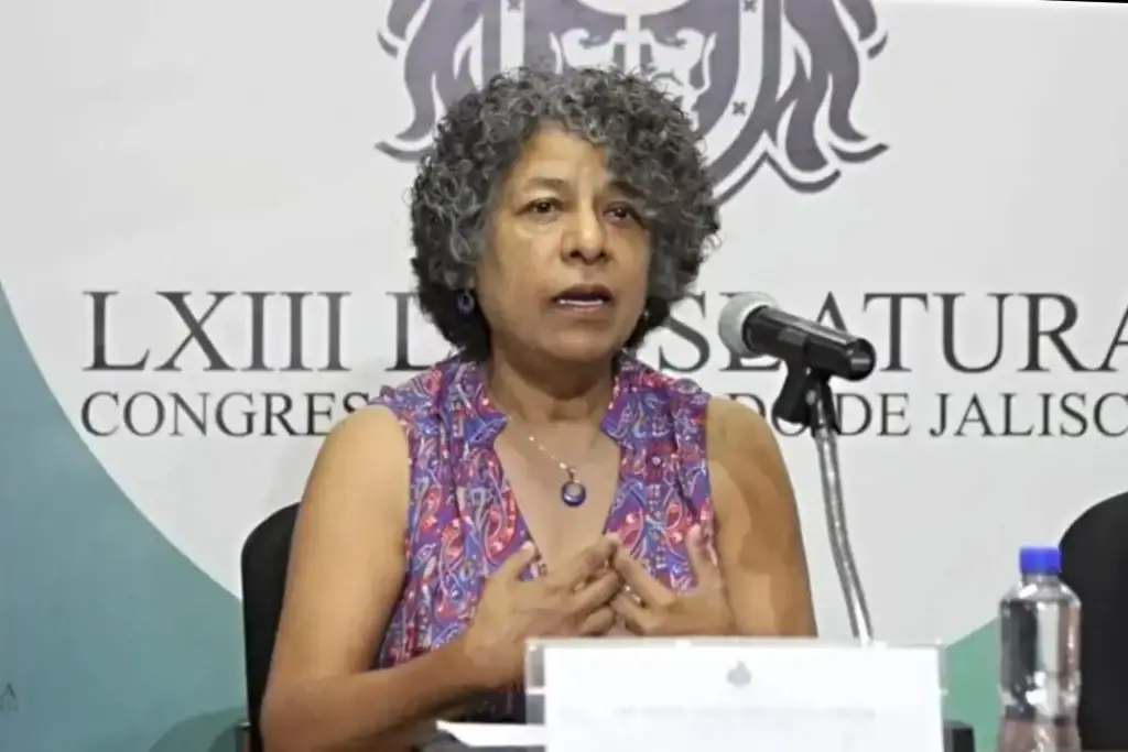 La diputada Calendaria Ochoa en rueda de prensa.