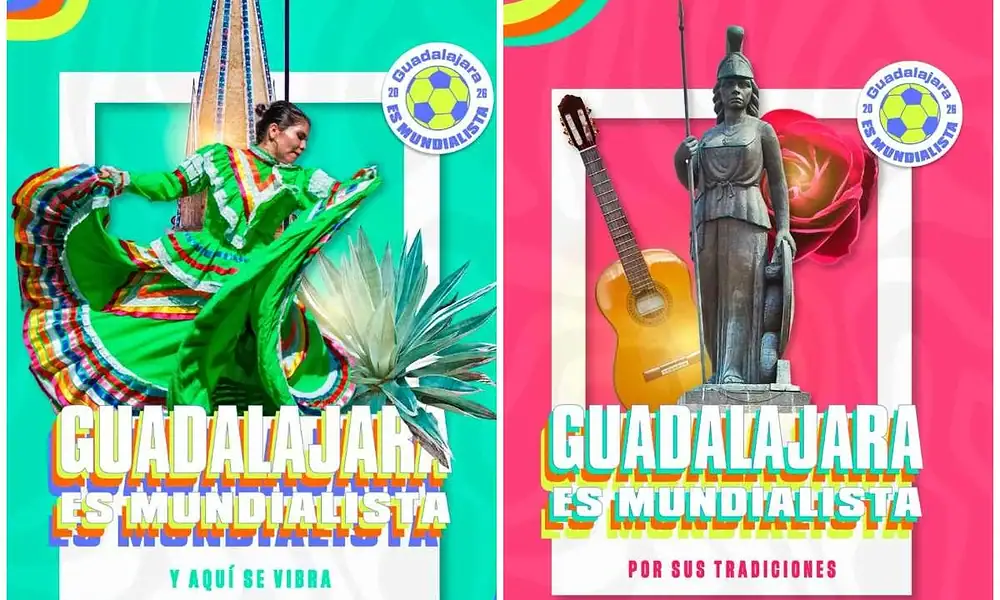 Colorida imagen que celebra la cultura de Guadalajara con elementos tradicionales y modernos.