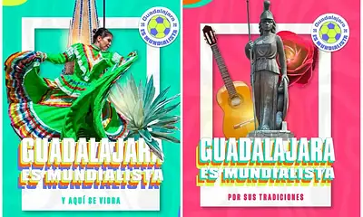 Colorida imagen que celebra la cultura de Guadalajara con elementos tradicionales y modernos.