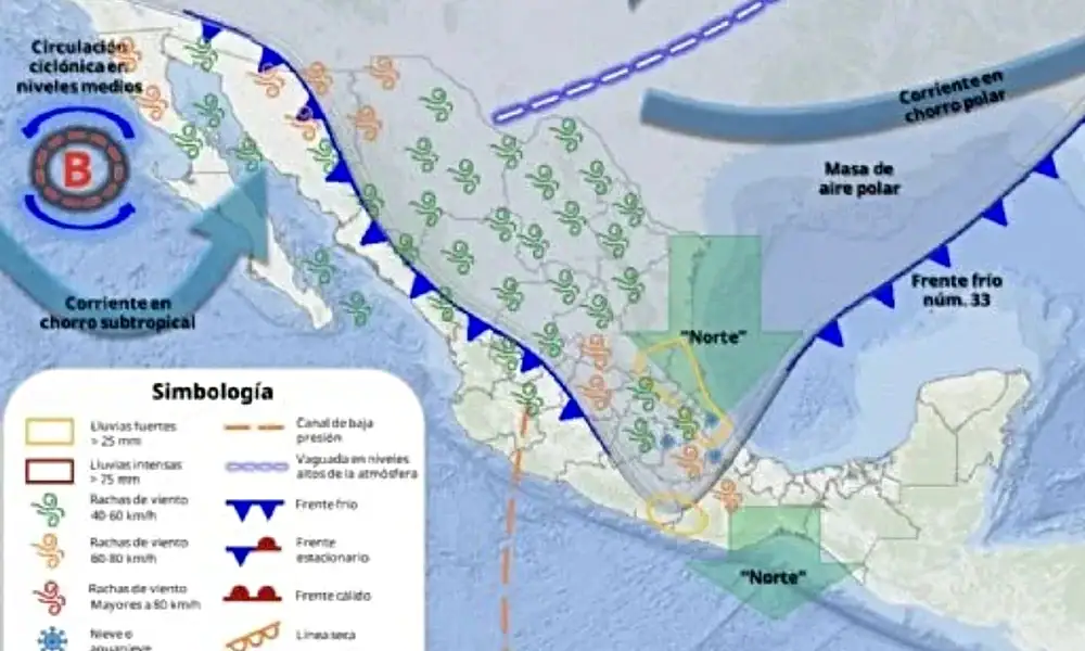 Frente frío 33 provocará lluvias, viento y descenso de temperatura en Guadalajara