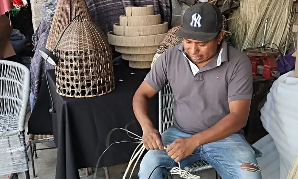 Artesanos de Cuexcomatitlán preservan tradición del tejido en palma y tule