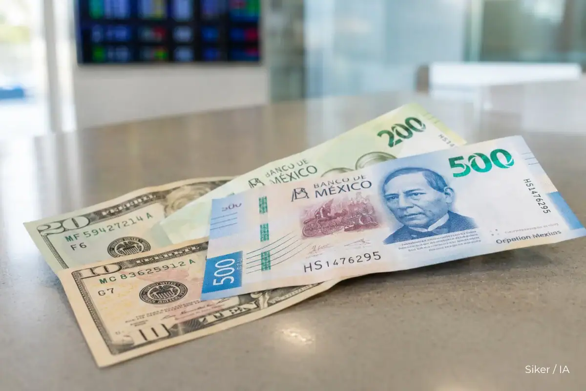 Billetes de dólares estadounidenses y pesos mexicanos ilustran el precio del dólar de este viernes 31 de julio de 2026.
