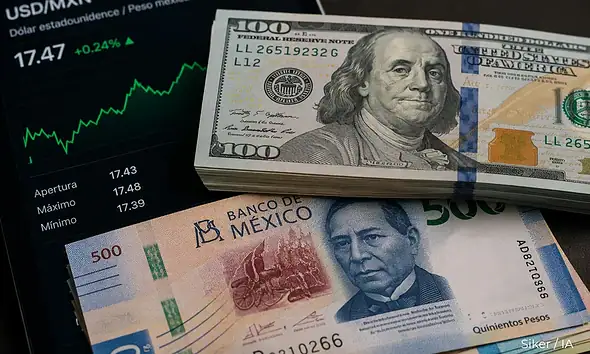 Billetes de dólares estadounidenses y pesos mexicanos representan el tipo de cambio de este miércoles 29 de julio de 2026.