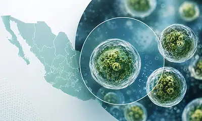 Personal de laboratorio analiza muestras de alimentos y agua durante la investigación de casos de ciclosporiasis en México.