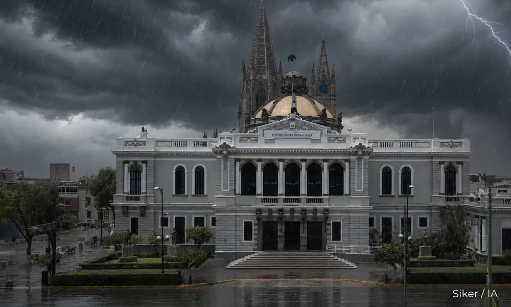 Nubes de tormenta avanzan sobre la Zona Metropolitana de Guadalajara durante una tarde cálida.