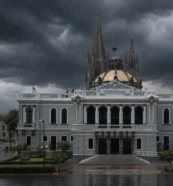 Nubes de tormenta avanzan sobre la Zona Metropolitana de Guadalajara durante una tarde cálida.
