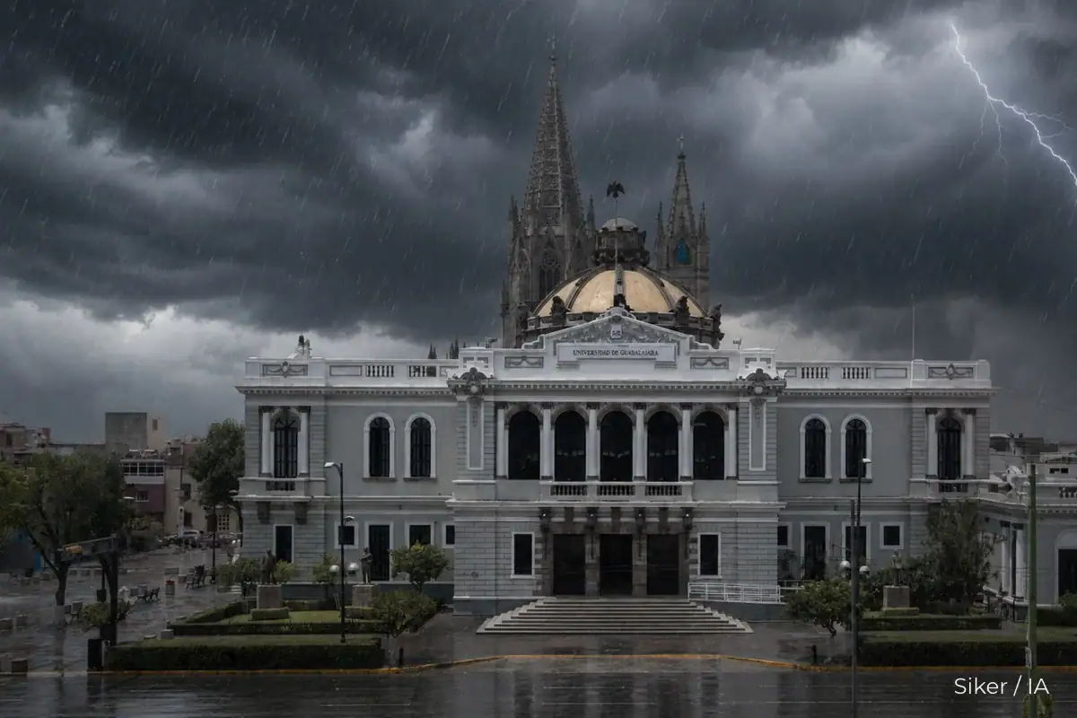 Nubes de tormenta avanzan sobre la Zona Metropolitana de Guadalajara durante una tarde cálida.