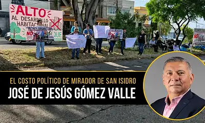 Manifestación vecinal contra el proyecto de vivienda de Legado Jalisco en Mirador de San Isidro, Zapopan.