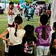 Niñas y niños participan en una actividad recreativa de prevención de adicciones en San Martín de las Flores de Abajo.