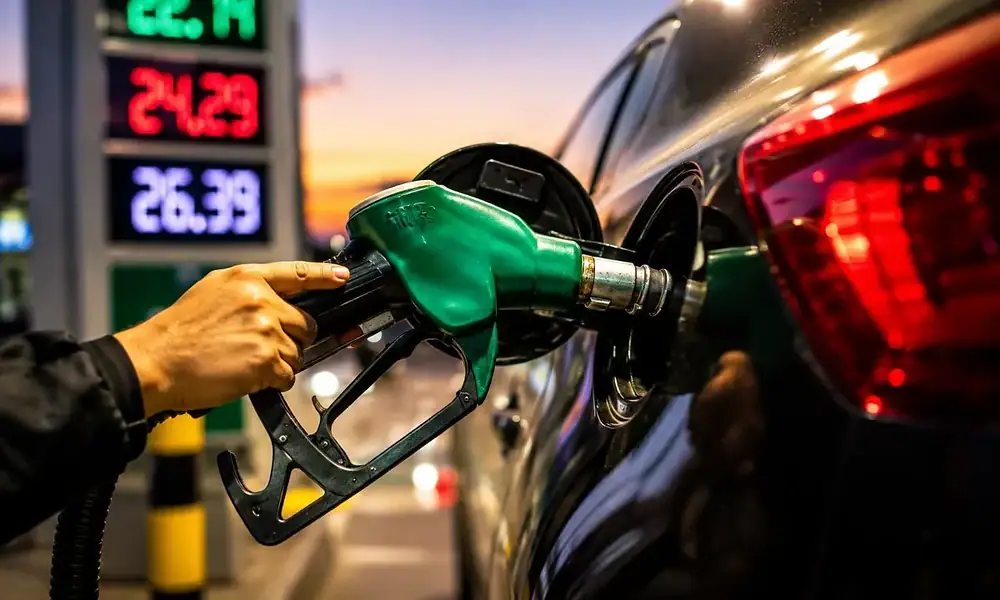 Automovilista carga gasolina en una estación de servicio de la Zona Metropolitana de Guadalajara.