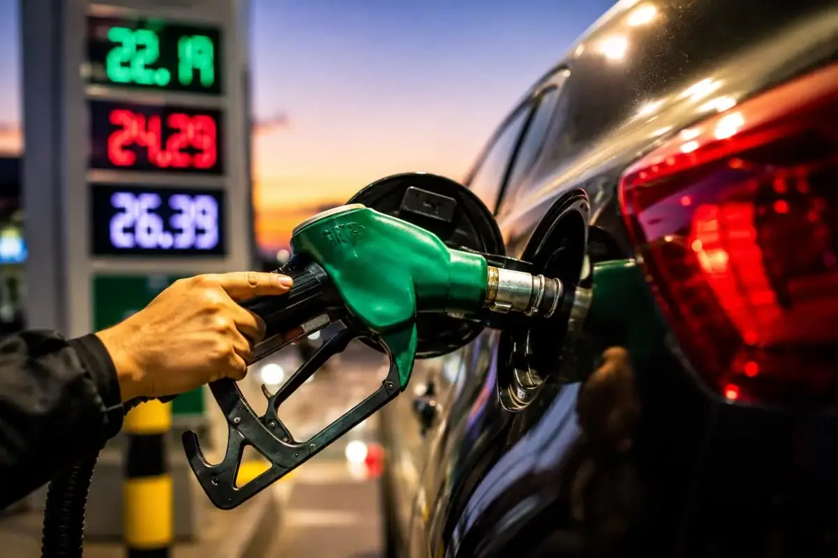 Automovilista carga gasolina en una estación de servicio de la Zona Metropolitana de Guadalajara.