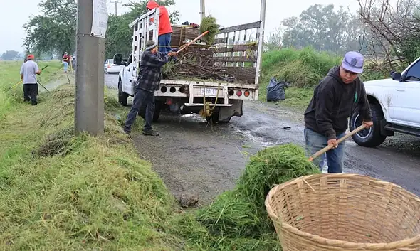 Personal de Tlaquepaque realiza labores de limpieza en el Camino El Colomo, en La Calerilla.