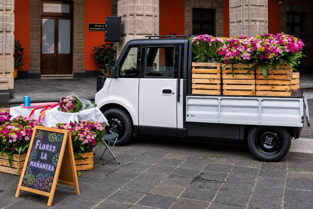 Olinia Carga, minivehículo eléctrico mexicano con capacidad para transportar hasta 650 kilos de mercancía.