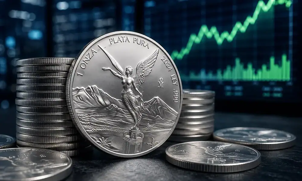 Precio de la onza de plata Libertad hoy lunes 24 de agosto de 2026 en Banco Azteca