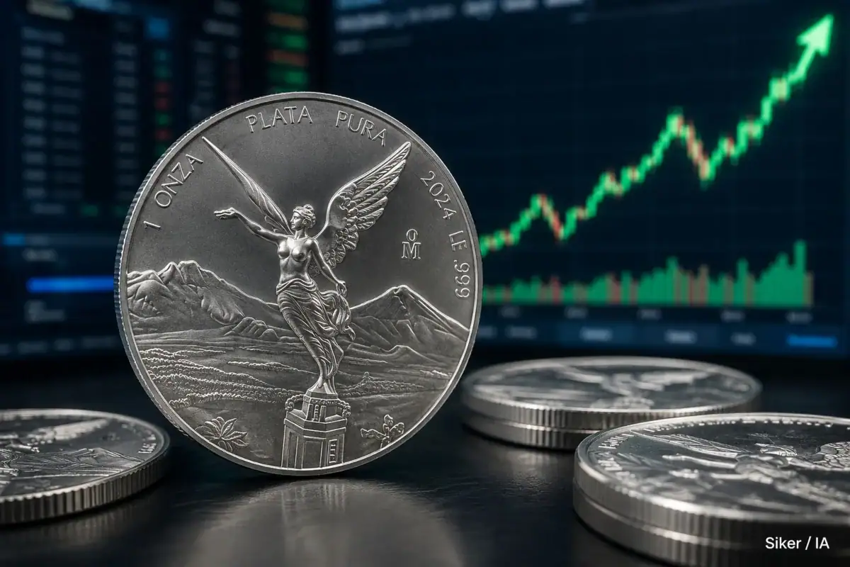 Onza de plata Libertad HOY: arranca la semana en máximo reciente en Banco Azteca