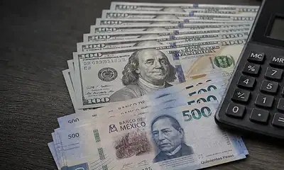 Billetes de dólares estadounidenses junto a pesos mexicanos durante una jornada marcada por la decisión de Banxico.