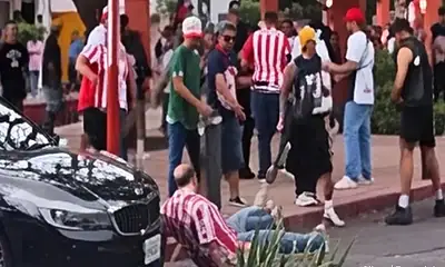 Aficionado de Chivas agredido en las inmediaciones del Parque Rojo de Guadalajara.