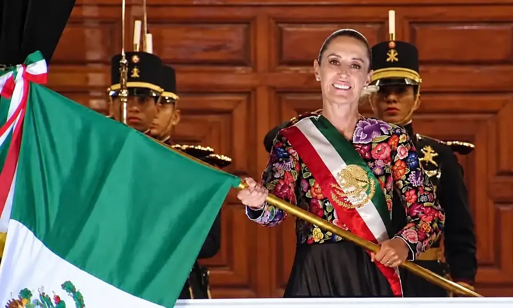 laudia Sheinbaum durante su segundo Grito de Independencia en Palacio Nacional