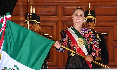laudia Sheinbaum durante su segundo Grito de Independencia en Palacio Nacional