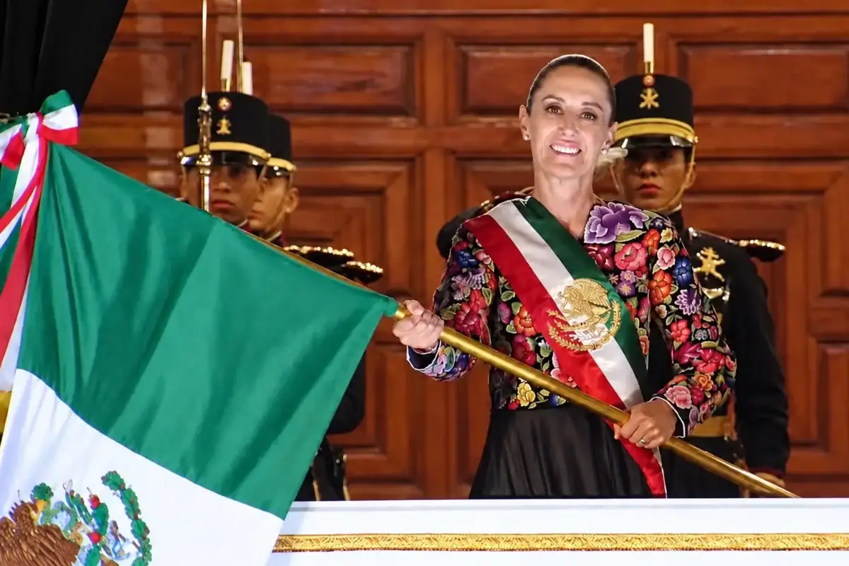 laudia Sheinbaum durante su segundo Grito de Independencia en Palacio Nacional