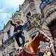 Charros y escaramuzas durante el desfile del Día del Charro en Guadalajara