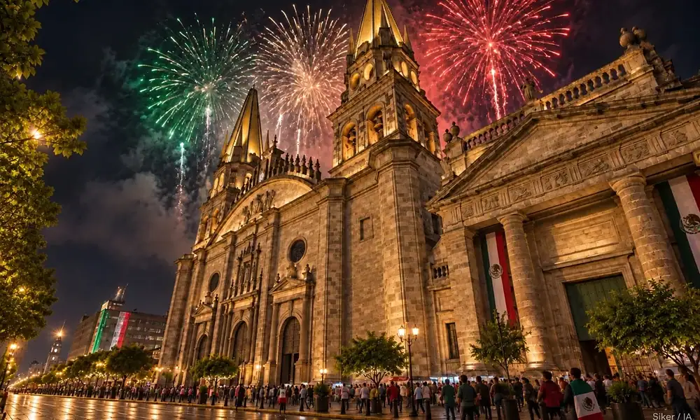 Celebración del Grito de Independencia en el Centro Histórico de Guadalajara