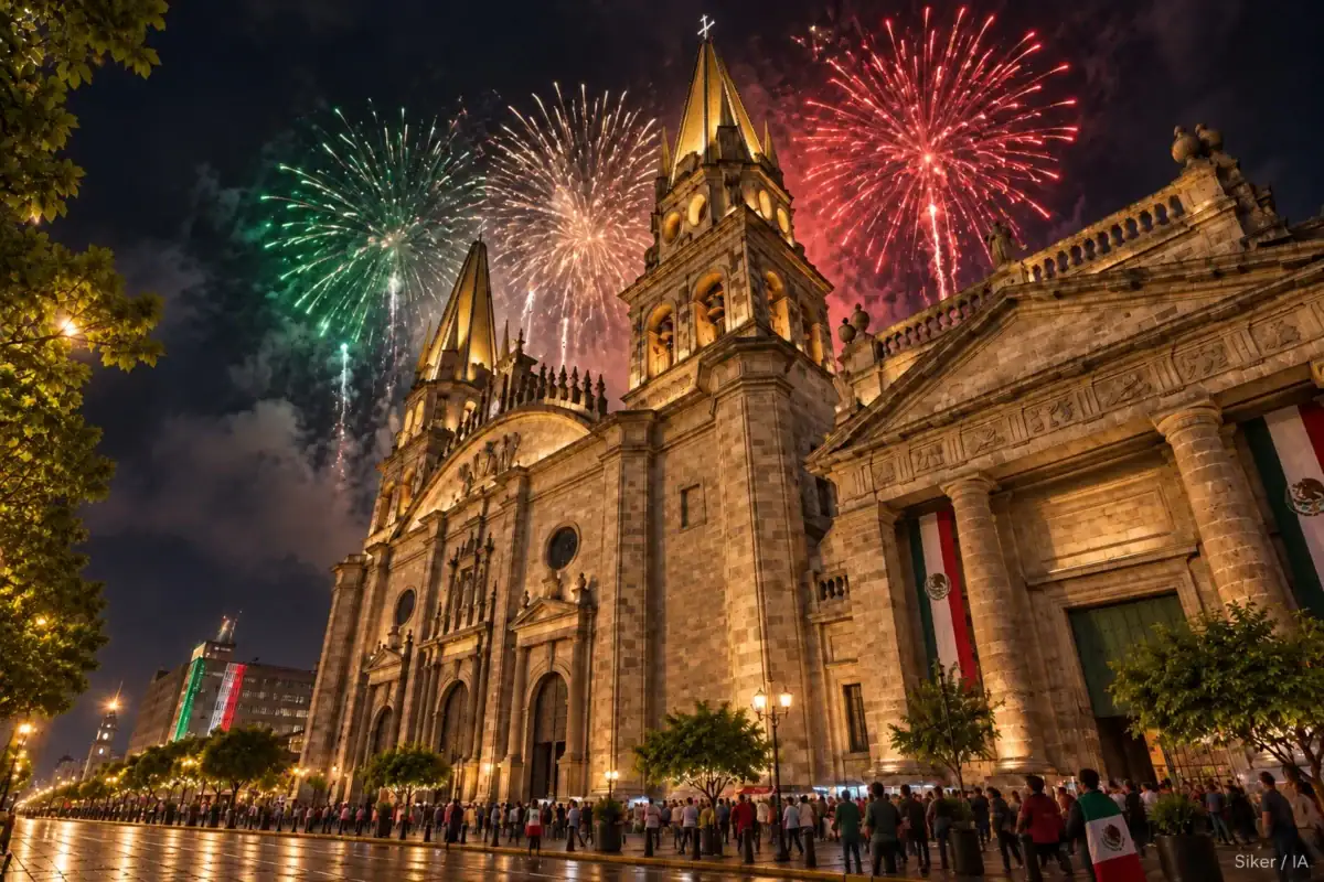 Celebración del Grito de Independencia en el Centro Histórico de Guadalajara