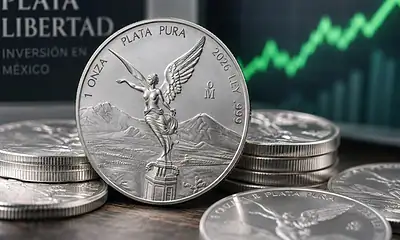Moneda de una onza de plata Libertad mexicana.