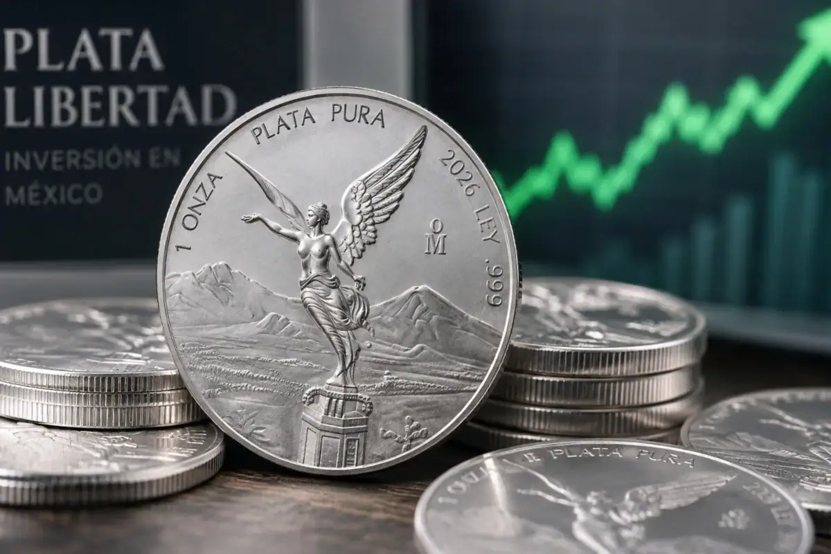 Moneda de una onza de plata Libertad mexicana.