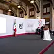 Claudia Sheinbaum durante la presentación del Paquete Económico 2027 en la Mañanera del Pueblo.