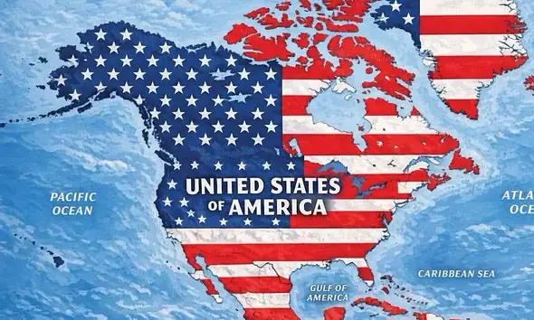 Mapa publicado por Donald Trump con México cubierto por la bandera de Estados Unidos