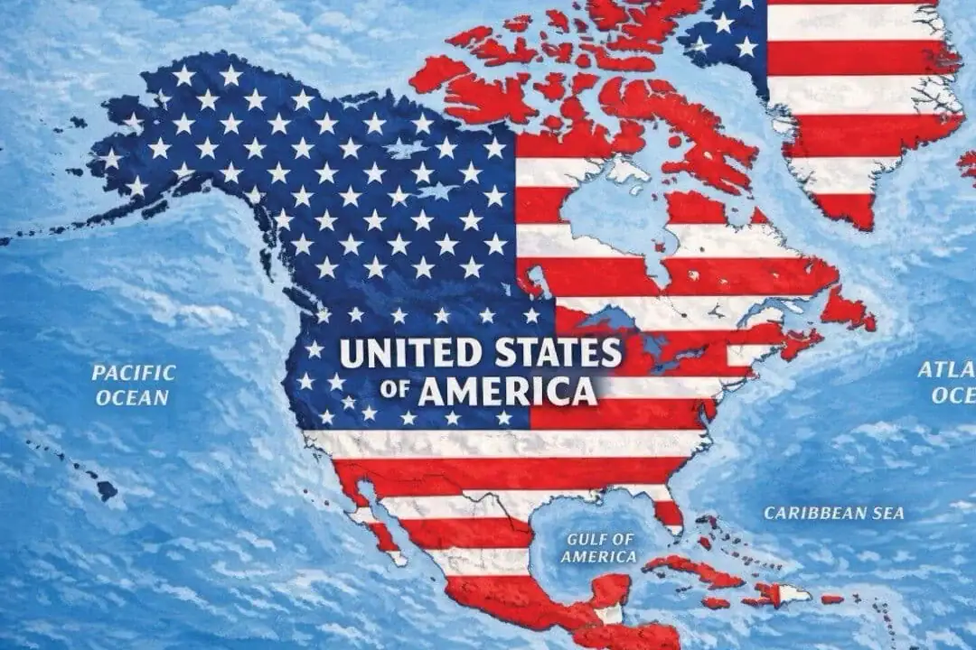 Mapa publicado por Donald Trump con México cubierto por la bandera de Estados Unidos