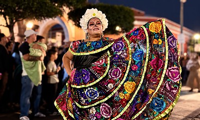 Calle Juárez en el Centro de Tlaquepaque durante los preparativos del Festival de Muertos.
