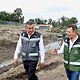 Maquinaria pesada realiza trabajos de desazolve en la presa Las Pintas, en San Pedro Tlaquepaque.