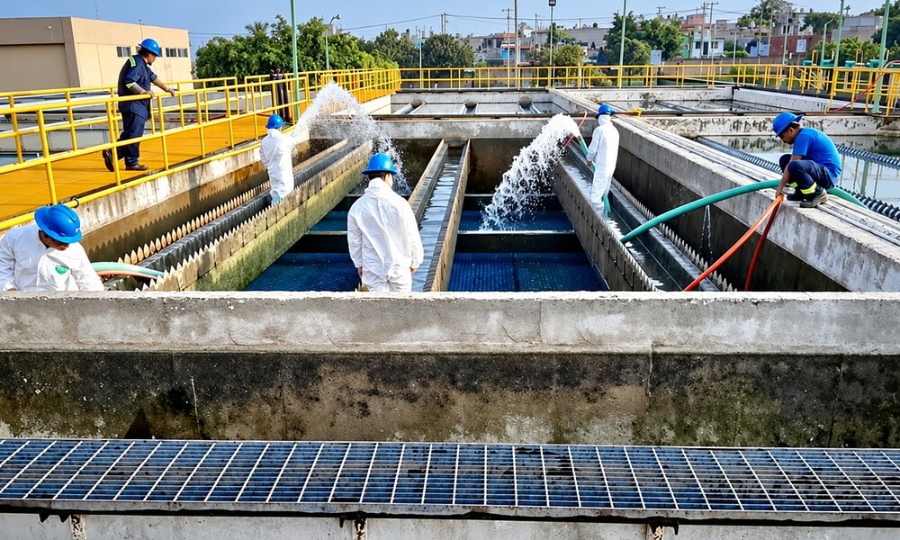 Trabajos de limpieza y desazolve en la presa Las Pintas para recuperar el suministro de agua en Guadalajara.