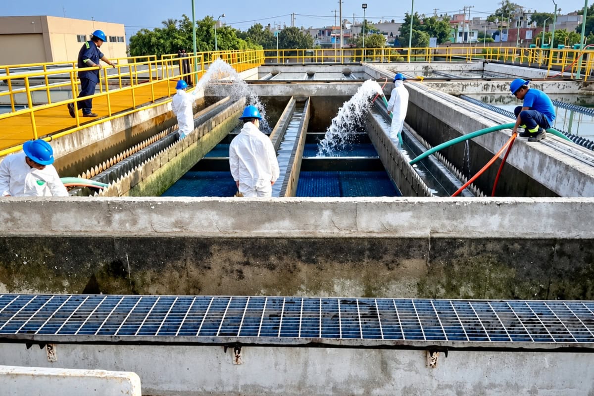 Trabajos de limpieza y desazolve en la presa Las Pintas para recuperar el suministro de agua en Guadalajara.