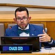 Juan Pablo Albán Alencastro, presidente del Comité contra la Desaparición Forzada de la ONU, durante la presentación de su informe anual ante Naciones Unidas.