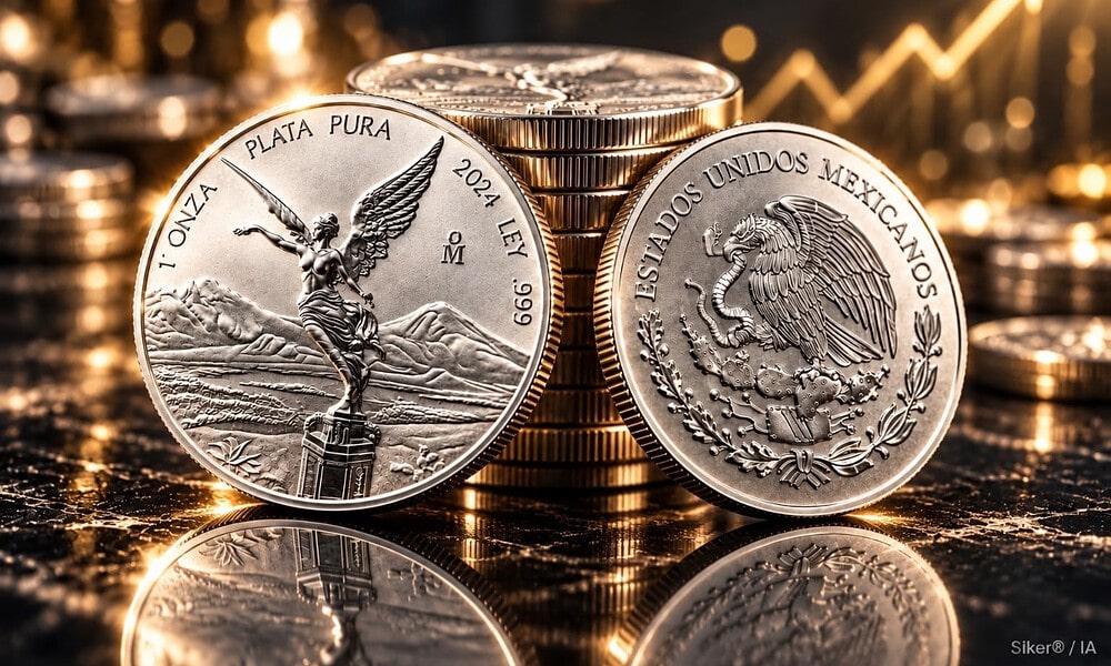 Onza de plata Libertad HOY rebota cuatro pesos este jueves 15 de octubre de 2026