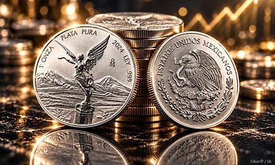 Onza de plata Libertad HOY rebota cuatro pesos este jueves 15 de octubre de 2026