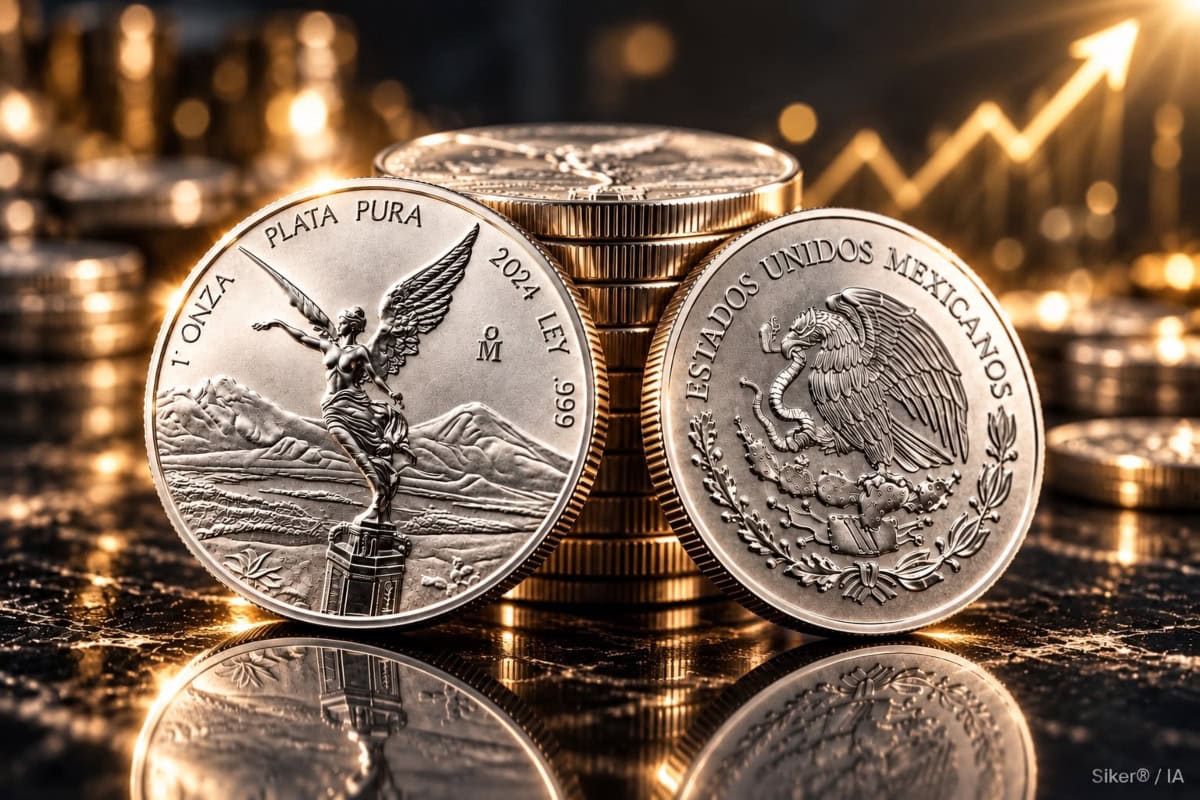 Onza de plata Libertad HOY rebota cuatro pesos este jueves 15 de octubre de 2026